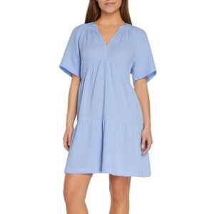 NWT Gap Gauze Tiered Short Sleeve Dress Blue 100% Cotton- Size XL